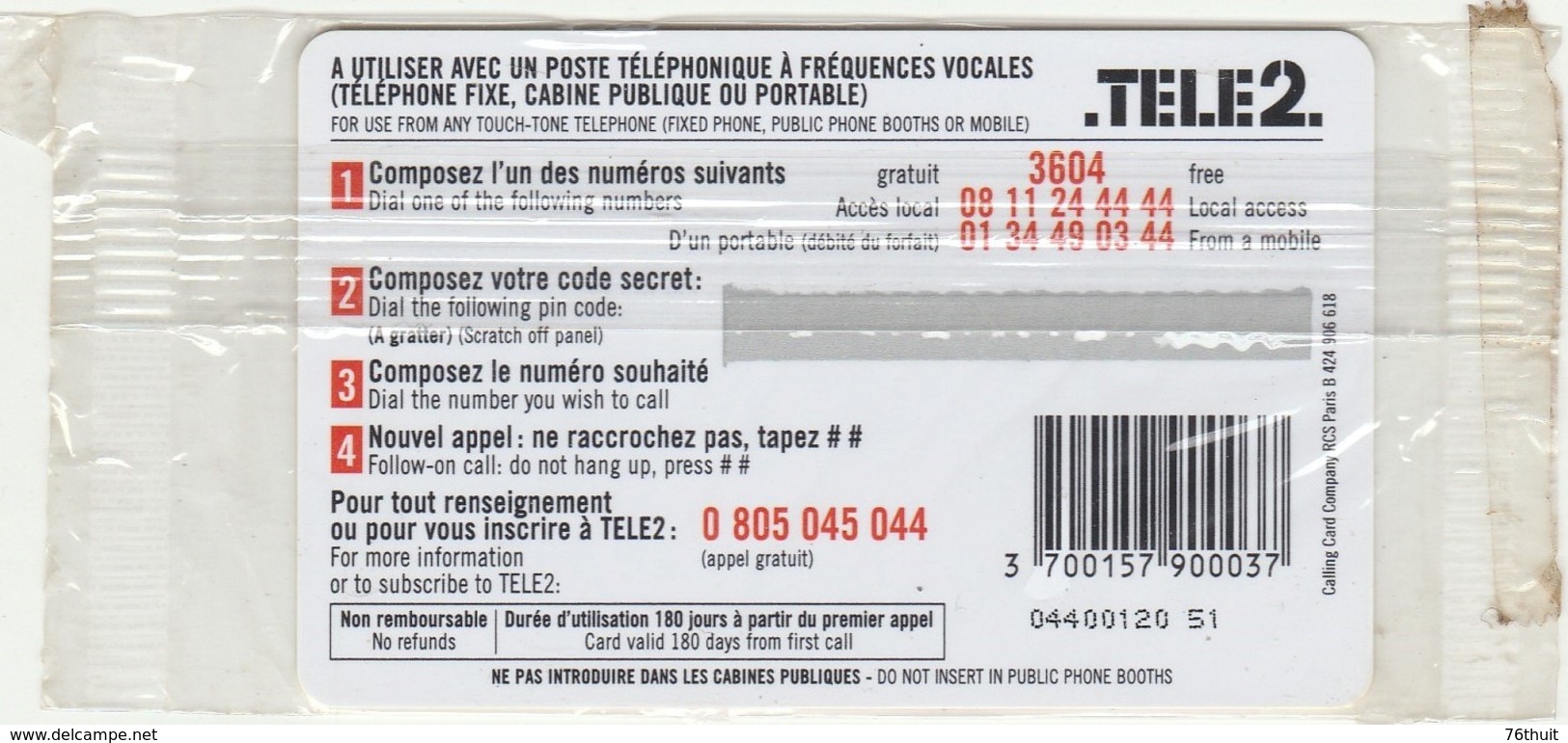 CARTE TELEPHONE TELE2  - 50 F - Jeux