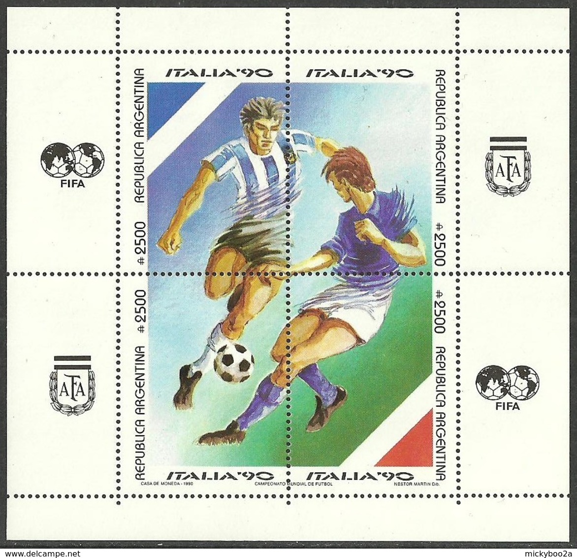 ARGENTINA 1990 SPORT FOOTBALL WORLD CUP ITALY SHEET MNH - Neufs