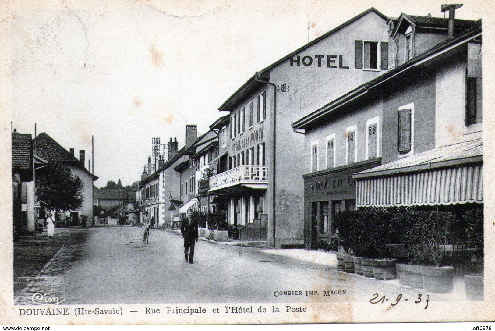 74 - HAUTE SAVOIE - DOUVAINE - Rue Principale Et Hôtel De La Poste - 1937 - Trés Bon état - Douvaine