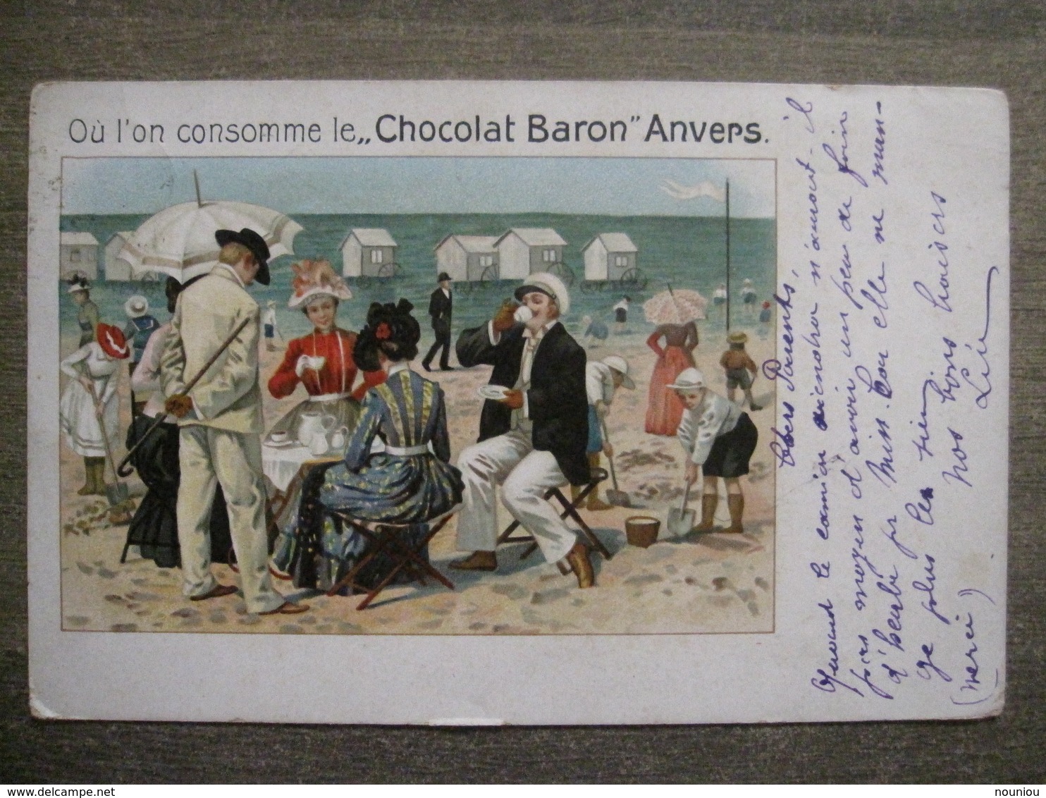 Cpa Litho Publicitaire Anvers Antwerpen - Chocolat Baron - Plage Jeux De Bains - 1910 - Antwerpen
