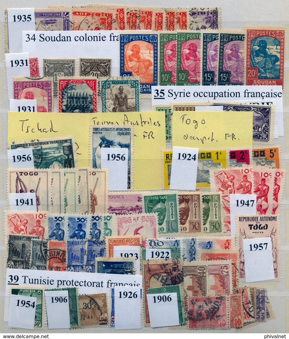 COLONIAS FRANCESAS , LOTE DE SELLOS , SUDAN , SIRIA , TOGO , TÚNEZ - Collections