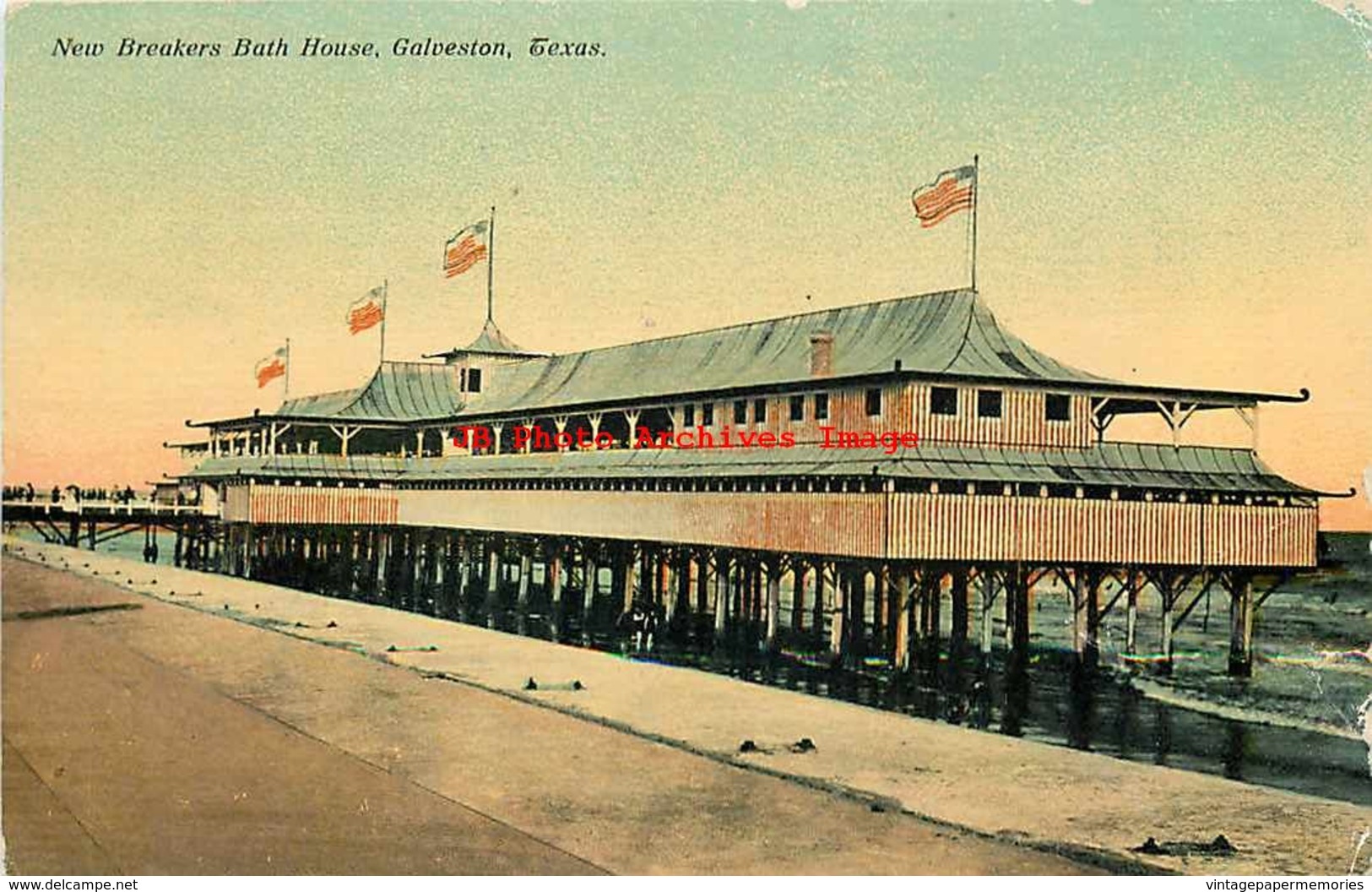 274597-Texas, Galveston, Breakers Bath House, 1911 PM, S.H. Kress No A9304 - Galveston