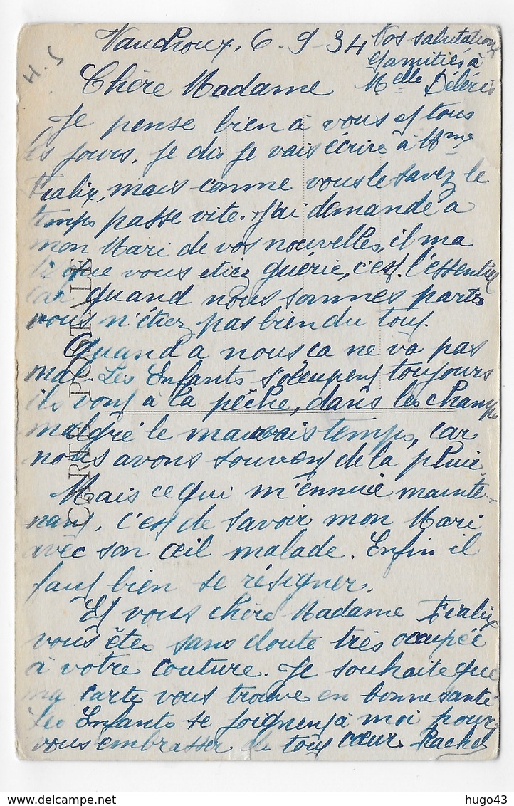 (RECTO / VERSO) PORT SUR SAONE EN 1934 - LA DIGUE - UN JOLI COIN DE LA PROMENADE AVEC PERSONNAGES - CPA VOYAGEE - Autres & Non Classés