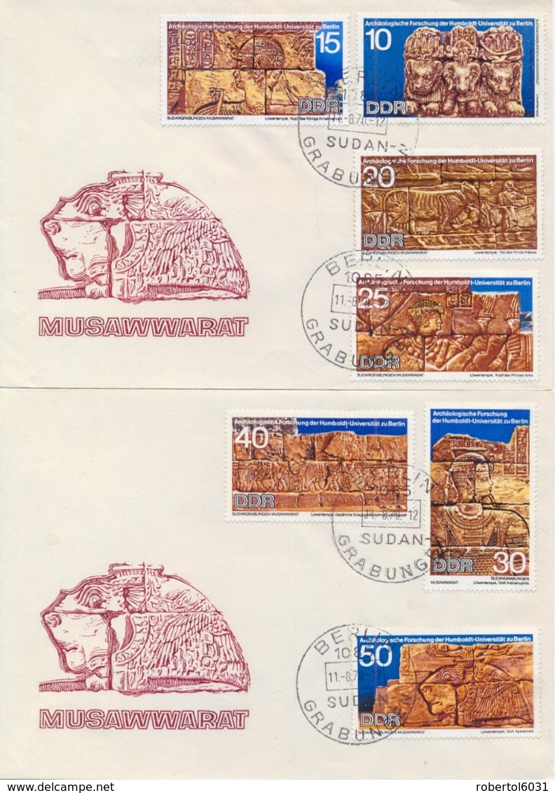 Germany DDR 1970 FDC Archaeological Work In Sudan By Humboldt University Of Berlin On 2 Covers - Archeologia