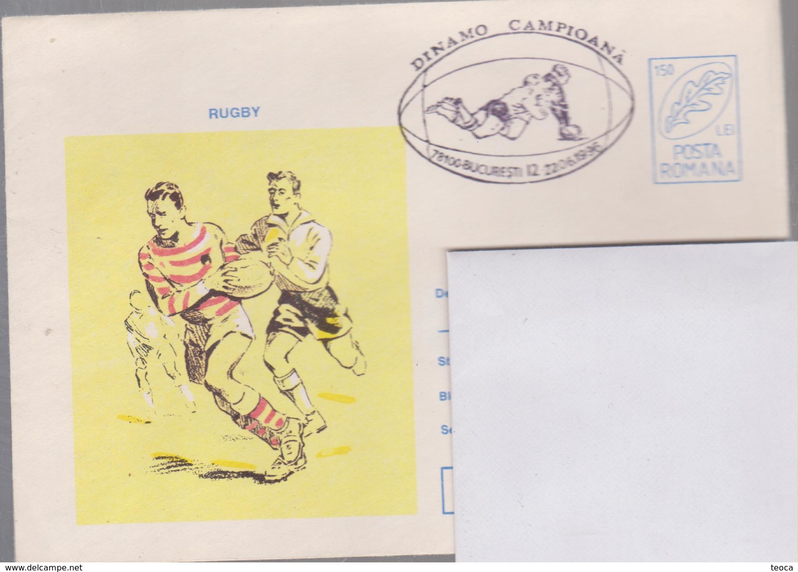 RUGBY, ROMANIA,  CHAMPION DINAMO BUCURESTI ROMANIA, 1996,COVER  STATIONERY - Rugby