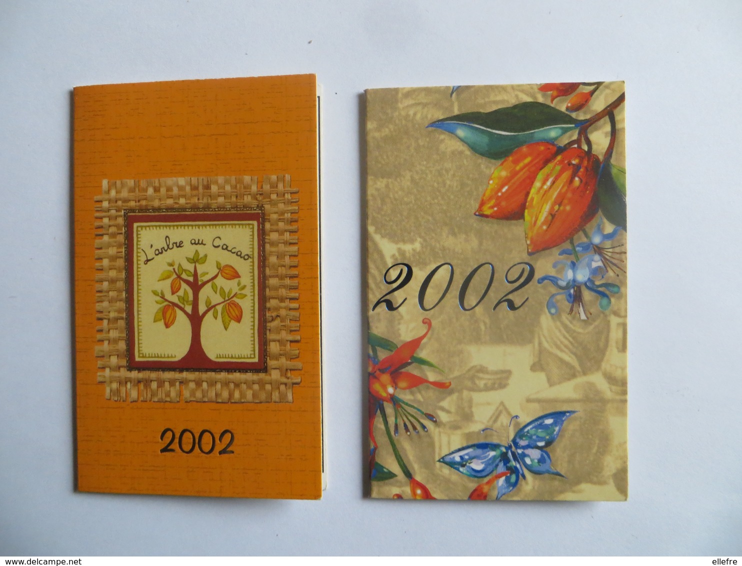 Lot De 2 Calendrier 2002 L' Arbre Au Cacao Fève De Cacao Chocolatier Bourgoin Jallieu Et Charlieu - Tamaño Pequeño : 1991-00