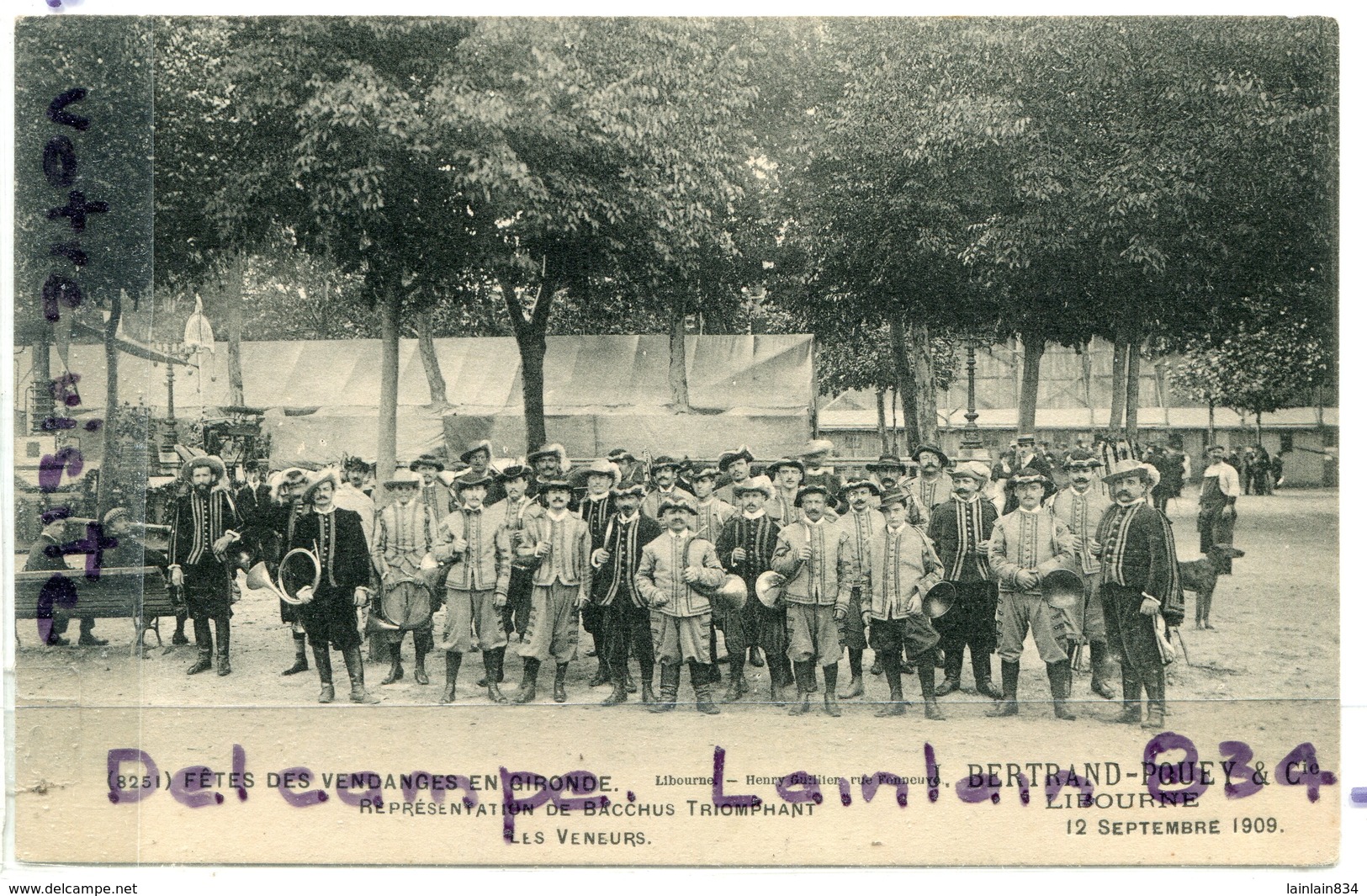 - 8251 - Fêtes Des Vendanges En Gironde - Bacchus, Les Veneurs, BERTRAND-POUEY, Libourne, Non écrite, TTBE, Scans. - Bordeaux