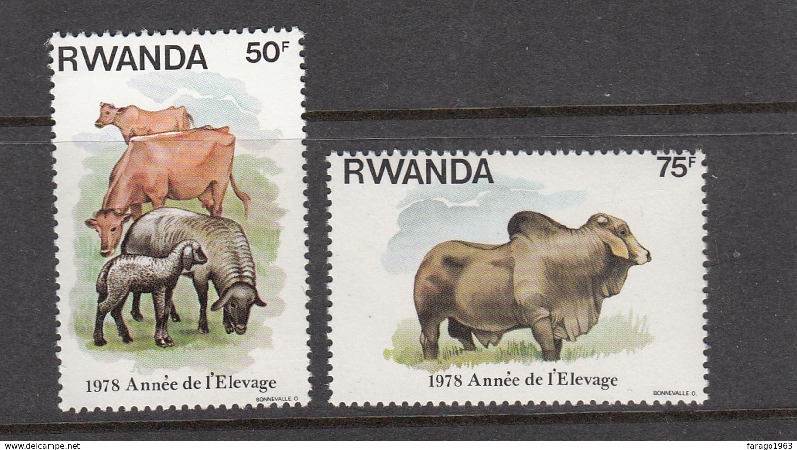 1978 Rwanda Farm Animals Cattle Bull Sheep MNH Much Cheaper Than Buying In Set - Fattoria