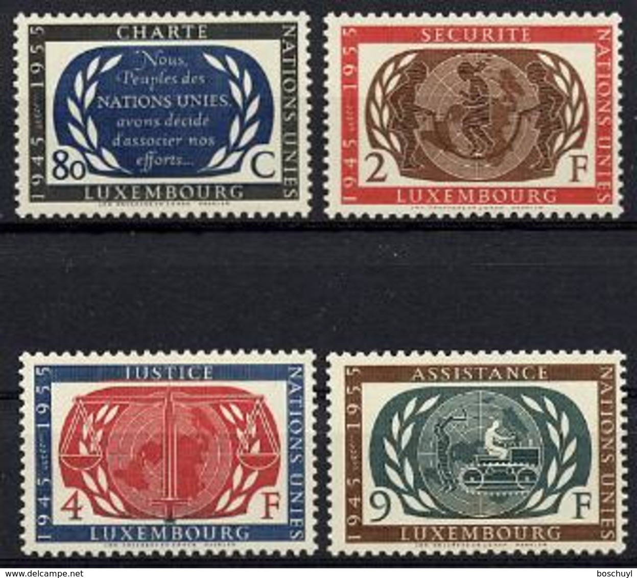 Luxembourg, Luxemburg, 1955, United Nations 10th Anniversary, MNH, Michel 537-540 - Autres & Non Classés