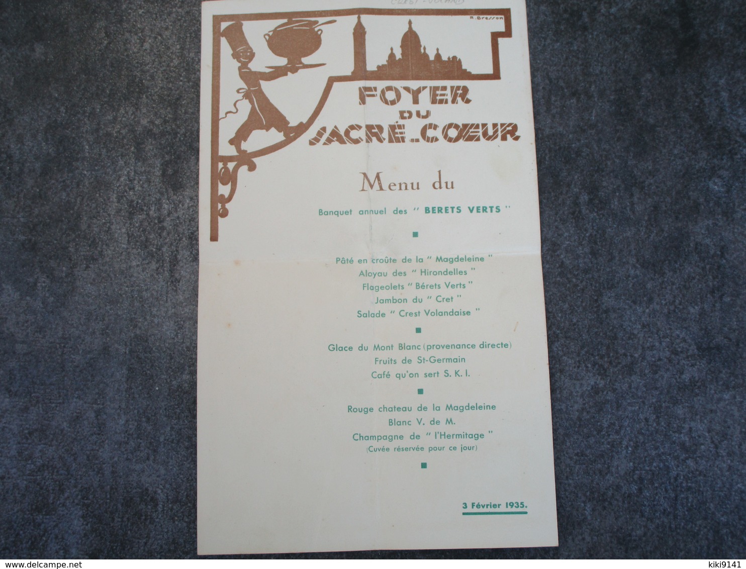 CREST-VOLAND - Deux Menus Du Banquet Des Bérets Verts Au Foyer Du Sacré-Coeur - Other & Unclassified