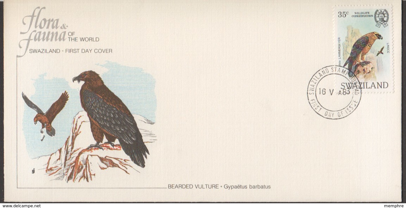 1983  Bearded Vulture 35c. Unaddressed FDC - Swaziland (1968-...)