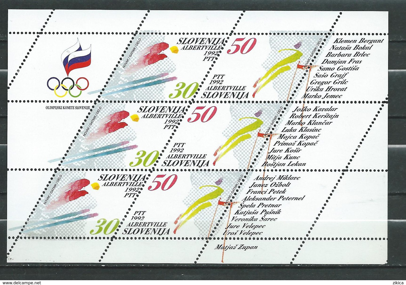 SLOVENIA  1992 Winter Olympic Games - Albertville, France M/S  MNH - Slovénie