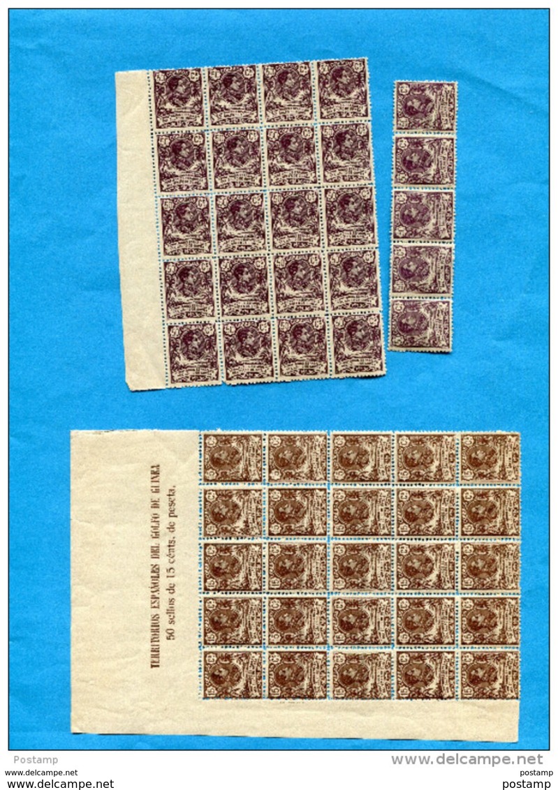 ESPAGNE-GUINEE-lot--4 Blocs De 25 Timbres Neufs**=100 Timbres-numéros Au Verso -N° 92+95-96+97 Cote En 2000=60 Euros - Guinée Espagnole