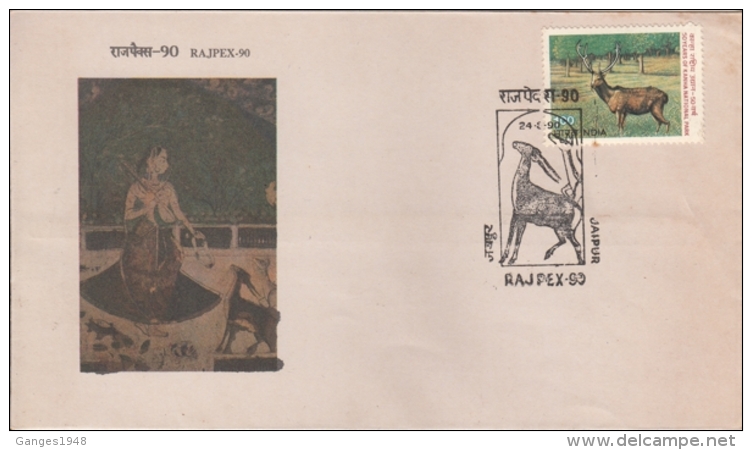 India  1990  Game  Deer  Rajpex  Special Cover   #  15056   D Inde  Indien - Game