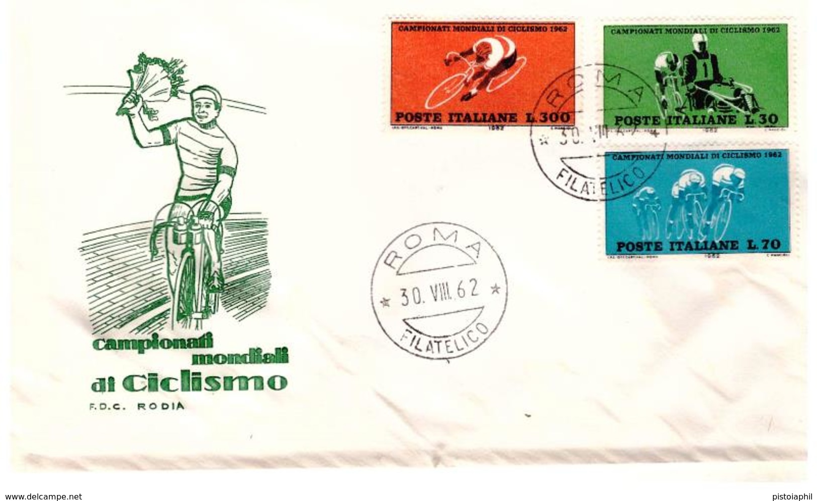 Fdc Rodia: MONDIALI CICLISMO 1962 No Viaggiata; AF_Roma - FDC