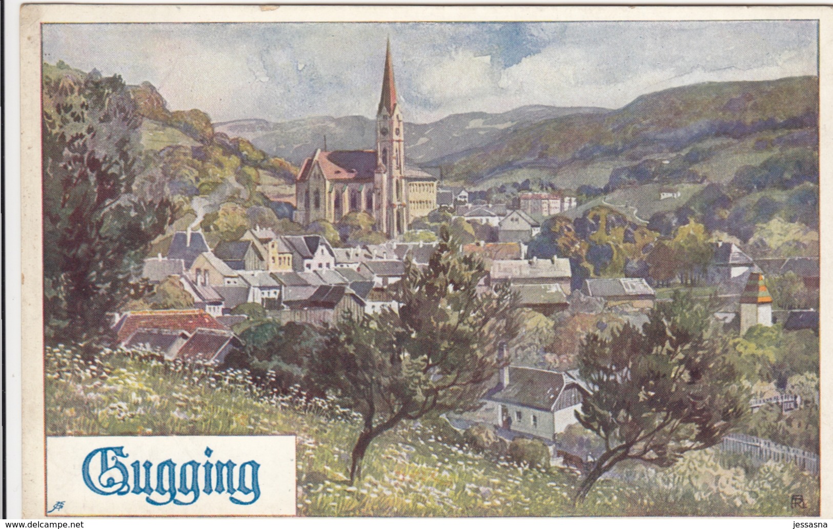 AK - NÖ - (Kunstkarte) - GUGGING - Panorama 1915 - Klosterneuburg
