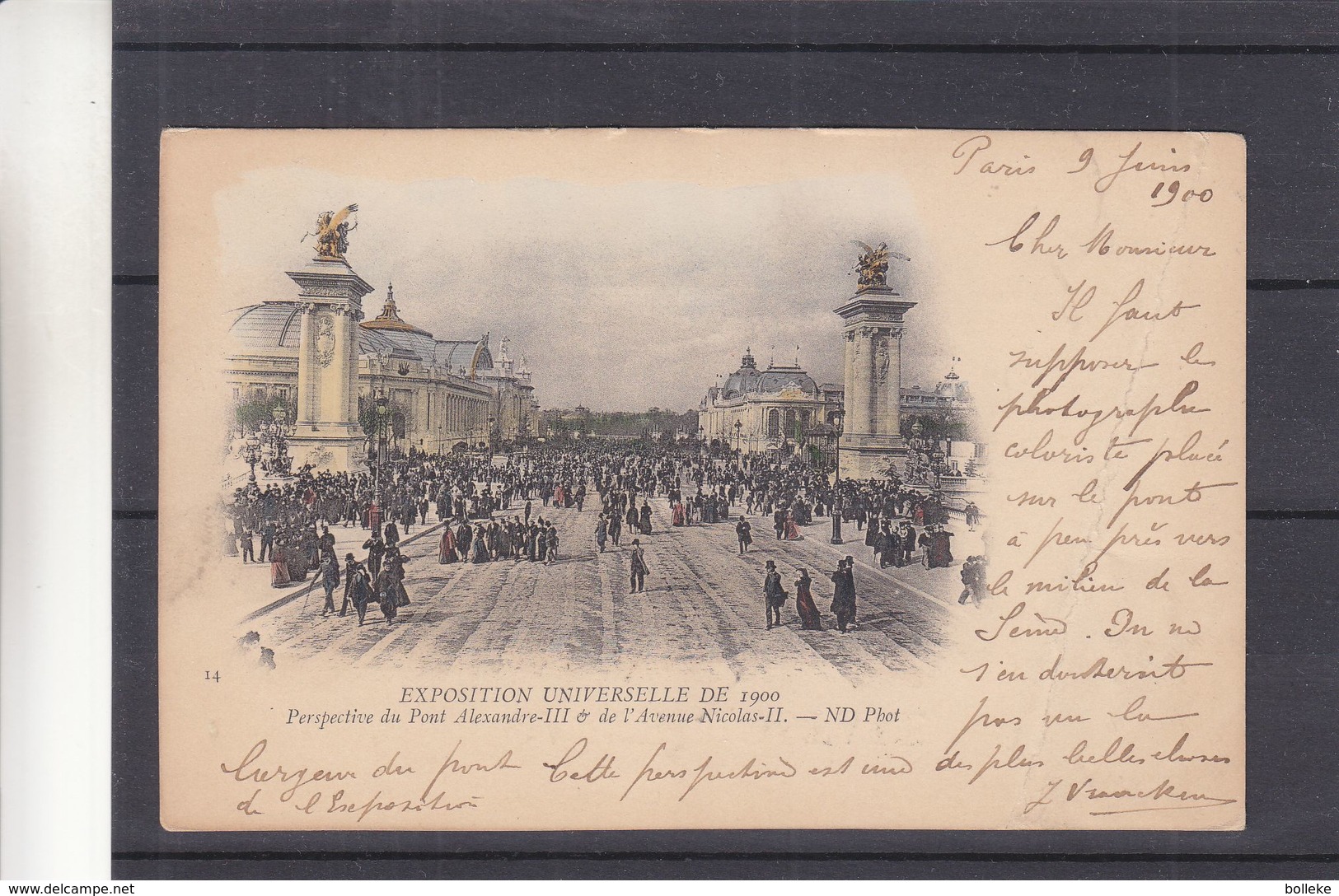 France - Carte Postale De 1900 - Oblit Paris Av De L'Opéra  - Exp Vers Liège -vue Du Pont Alexandre III Et Av Nicolas II - 1898-1900 Sage (Tipo III)