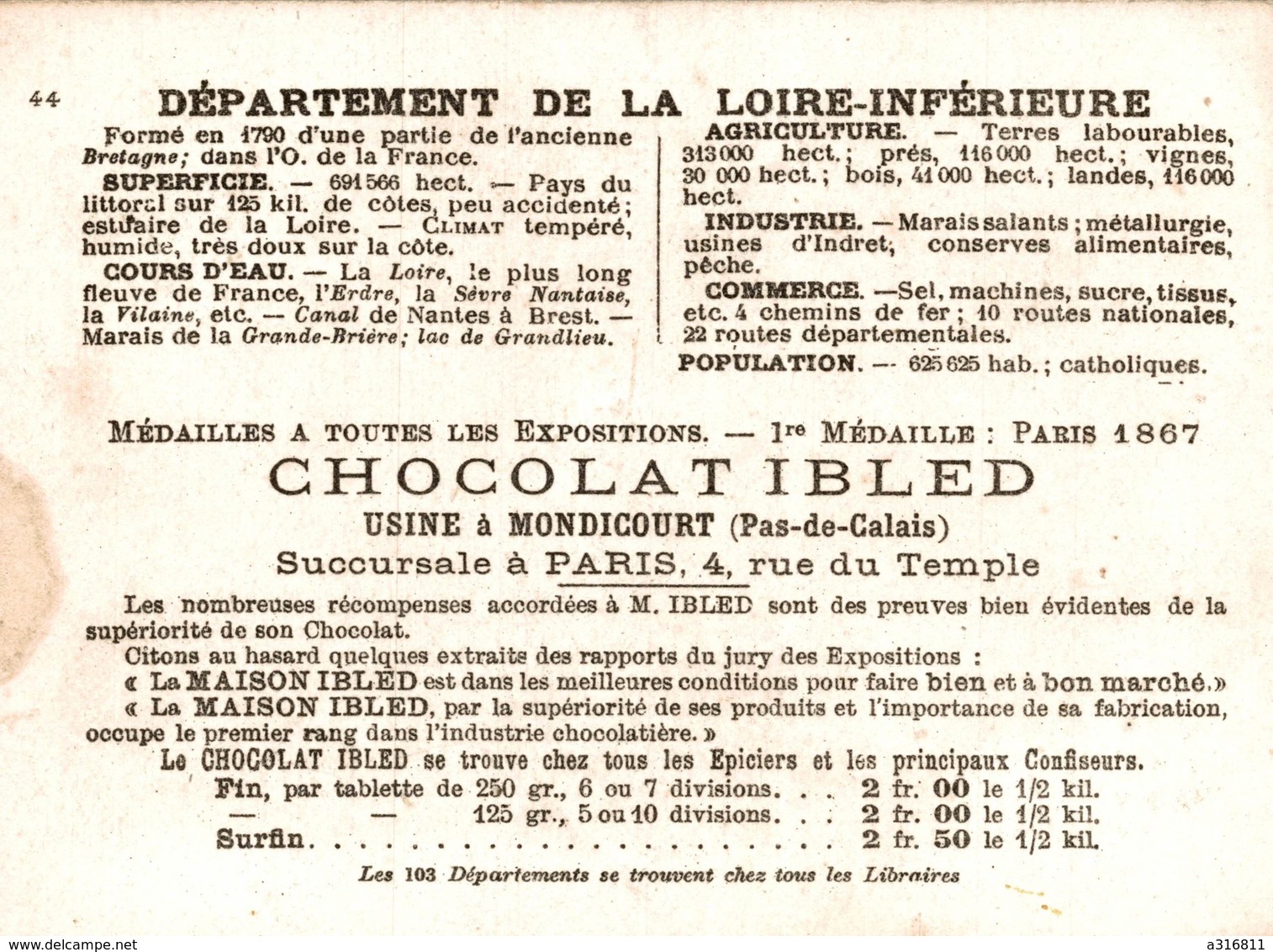 Chromo   CHOCOLAT IBLED LOIRE INFERIEURE - Ibled