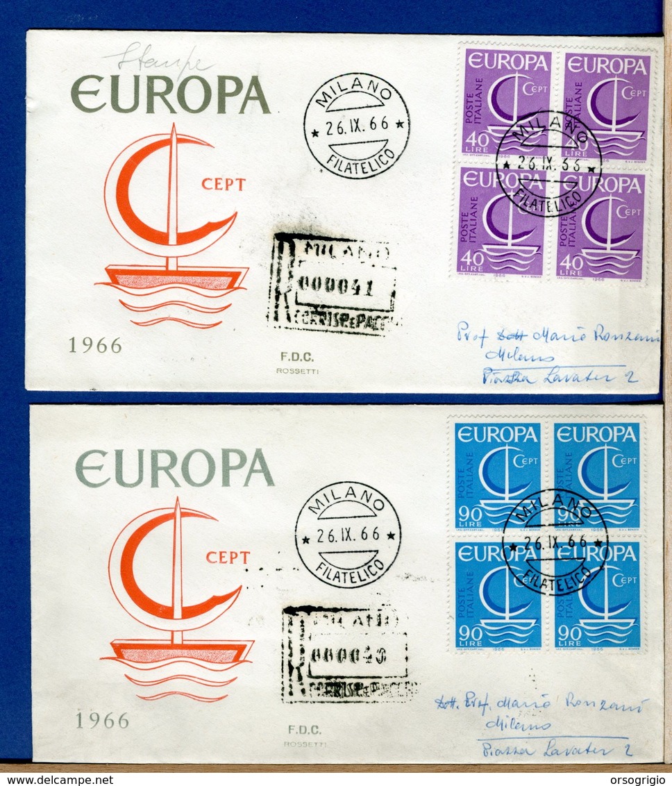 ITALIA - FDC 1966 -  QUARTINA - EUROPA  -  Raccomandate - FDC