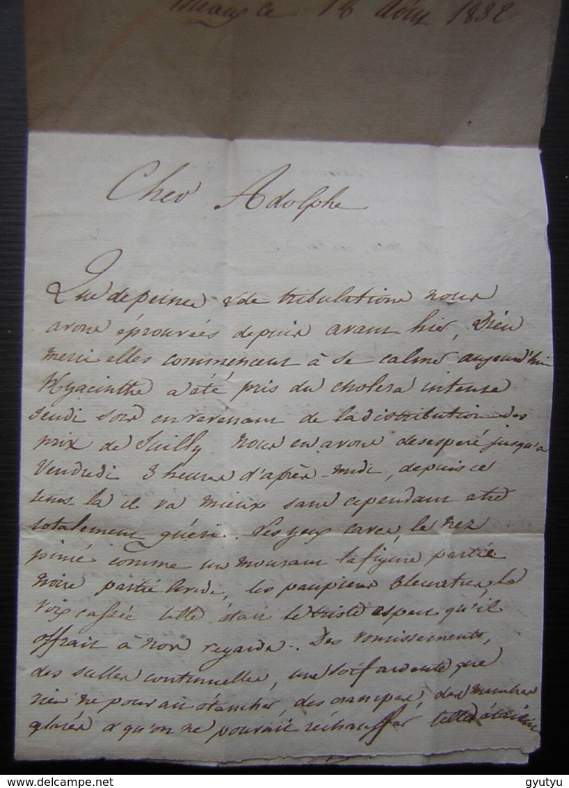 Choléra à Meaux En 1832 Description Des Symptômes Et Traitements D'un Malade Dans Une Lettre Pour  L'École Polytechnique - Manuscrits