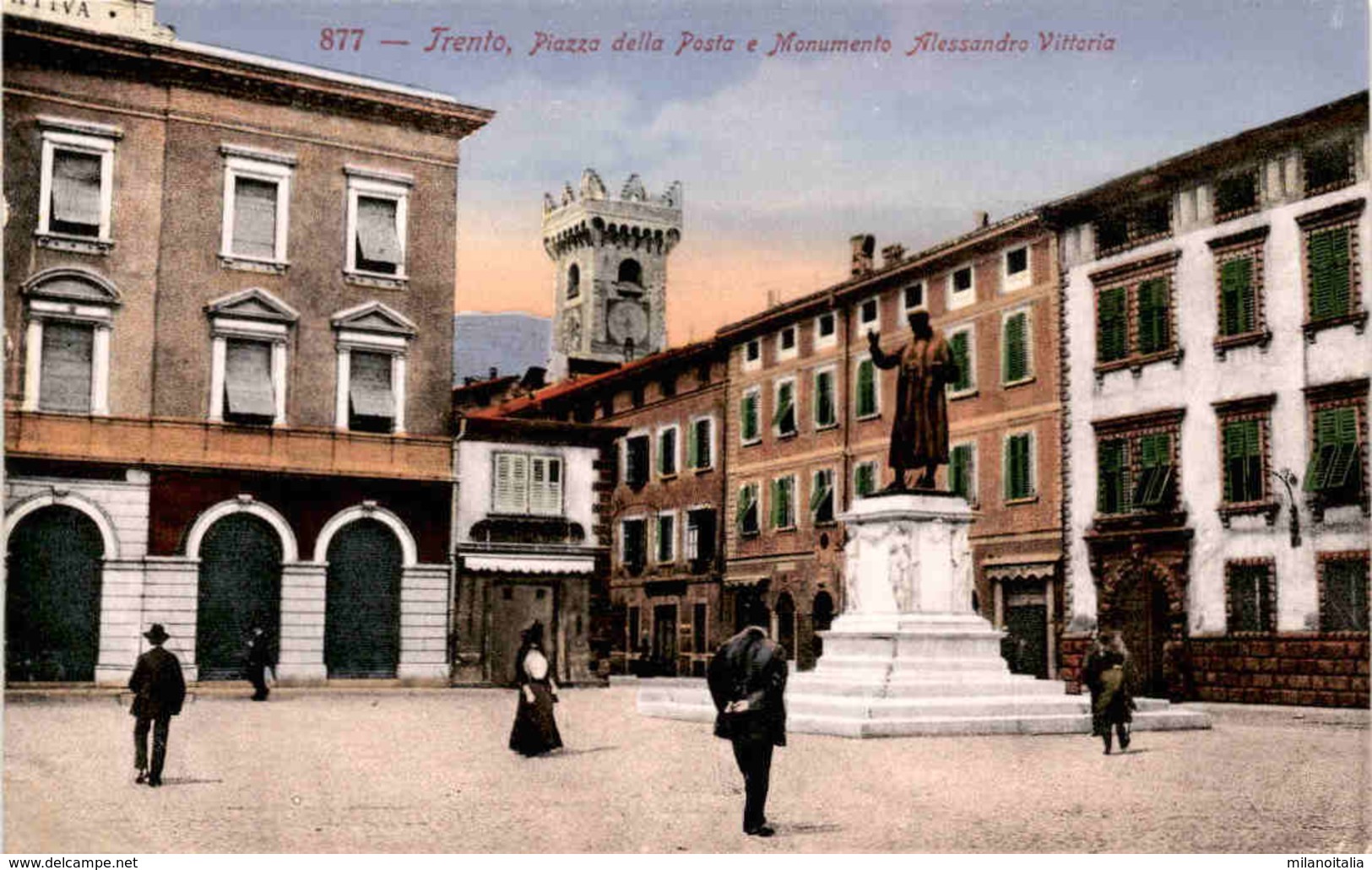 Trento - Piazza Della Posta E Monumento Alessandro Vittoria (877) * 12. 4. 1918 - Trento