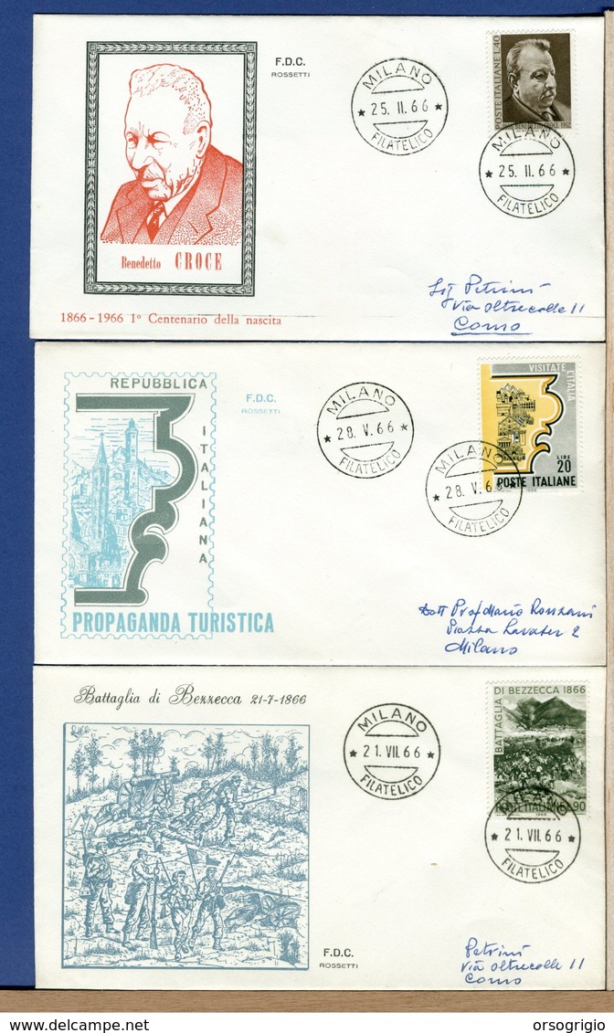 ITALIA - FDC 1966 - FDC ROSSETTI - BENEDETTO CROCE - BEZZECCA - PROPAGANDA TURISTICA - FDC