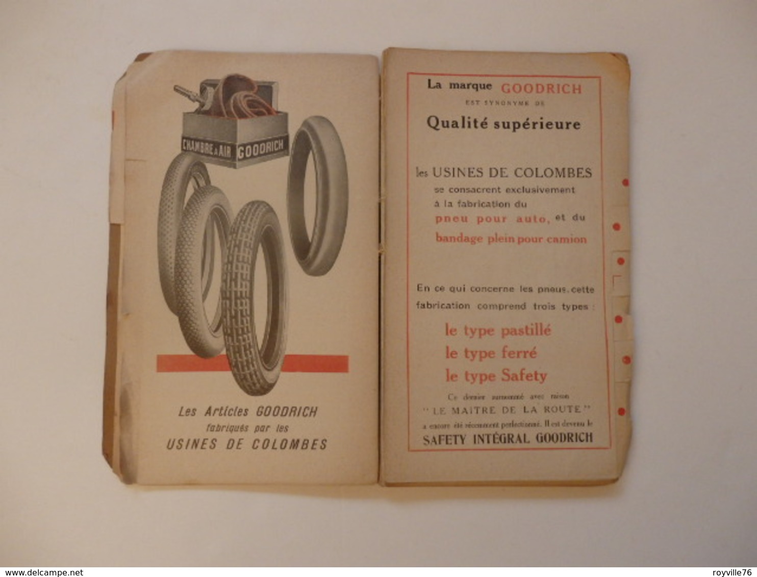 Livre-guide De L'autmobiliste, Le Pneu Goodrich Et Les Régions De Guerre De 159 Pages - Français