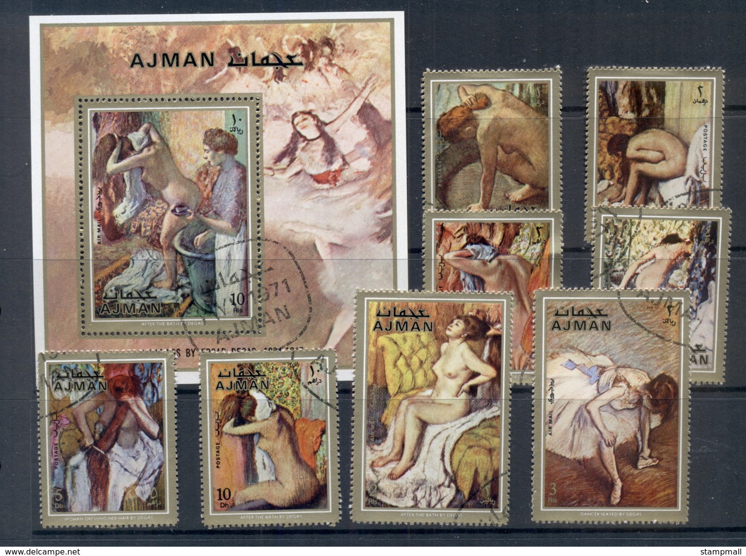 Ajman 1971 Mi#835-842 Paintings By Edgar Degas + MS CTO - Ajman