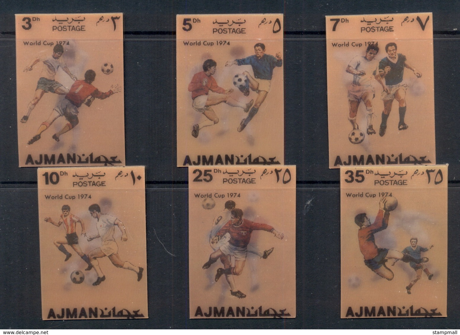 Ajman 1972 Mi#1461-1466 World Cup Soccer Plastic Coated 3D (6/8) MLH - Ajman