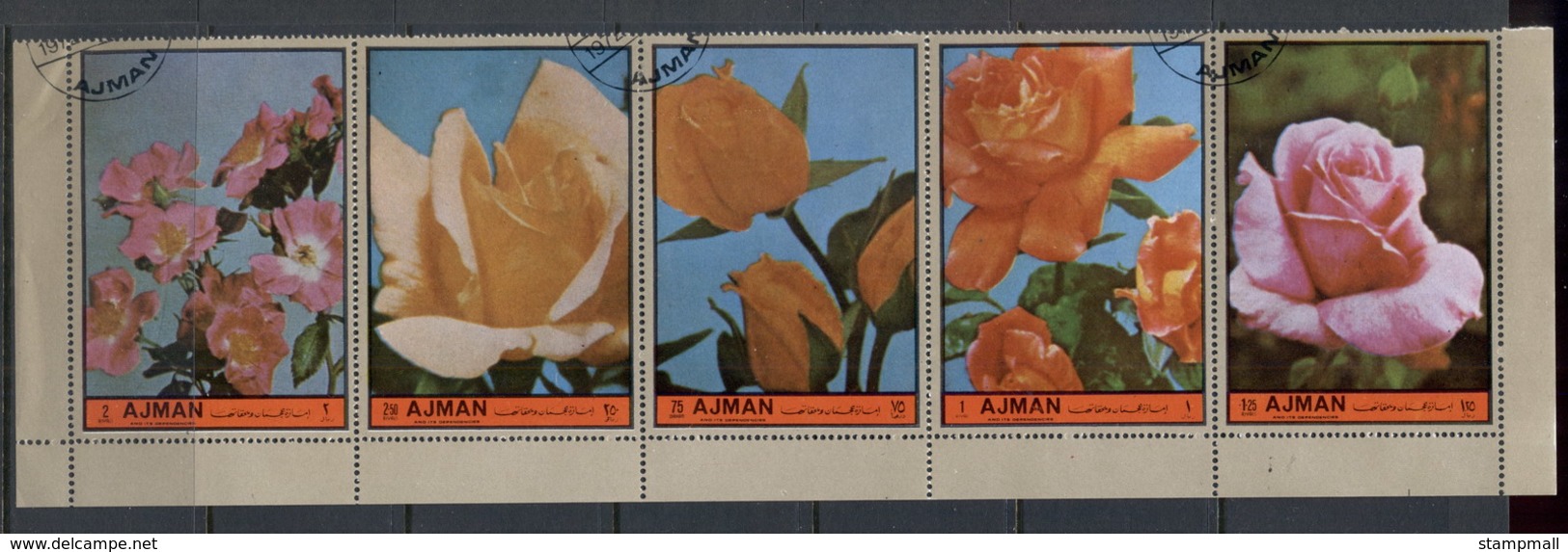 Ajman 1972 Mi#2078-2082 Queen's Roses CTO - Ajman