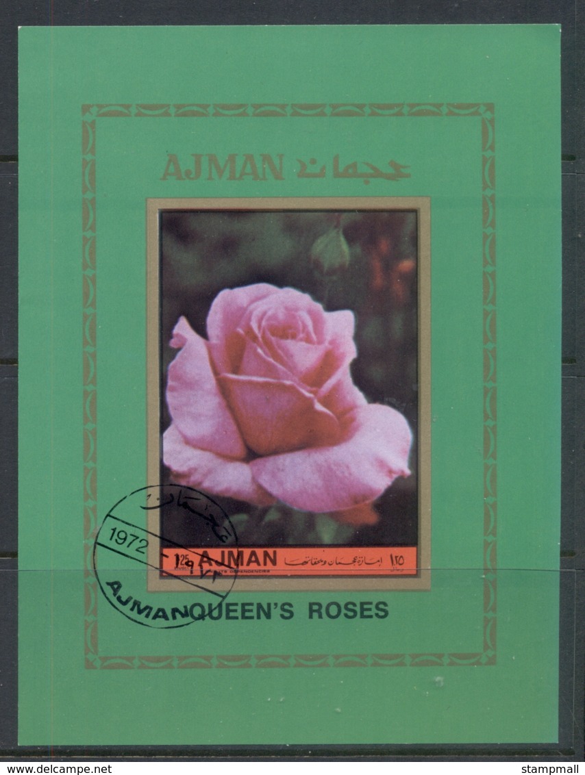 Ajman 1972 Mi#MS453B Queen's Roses IMPERF MS CTO - Adschman