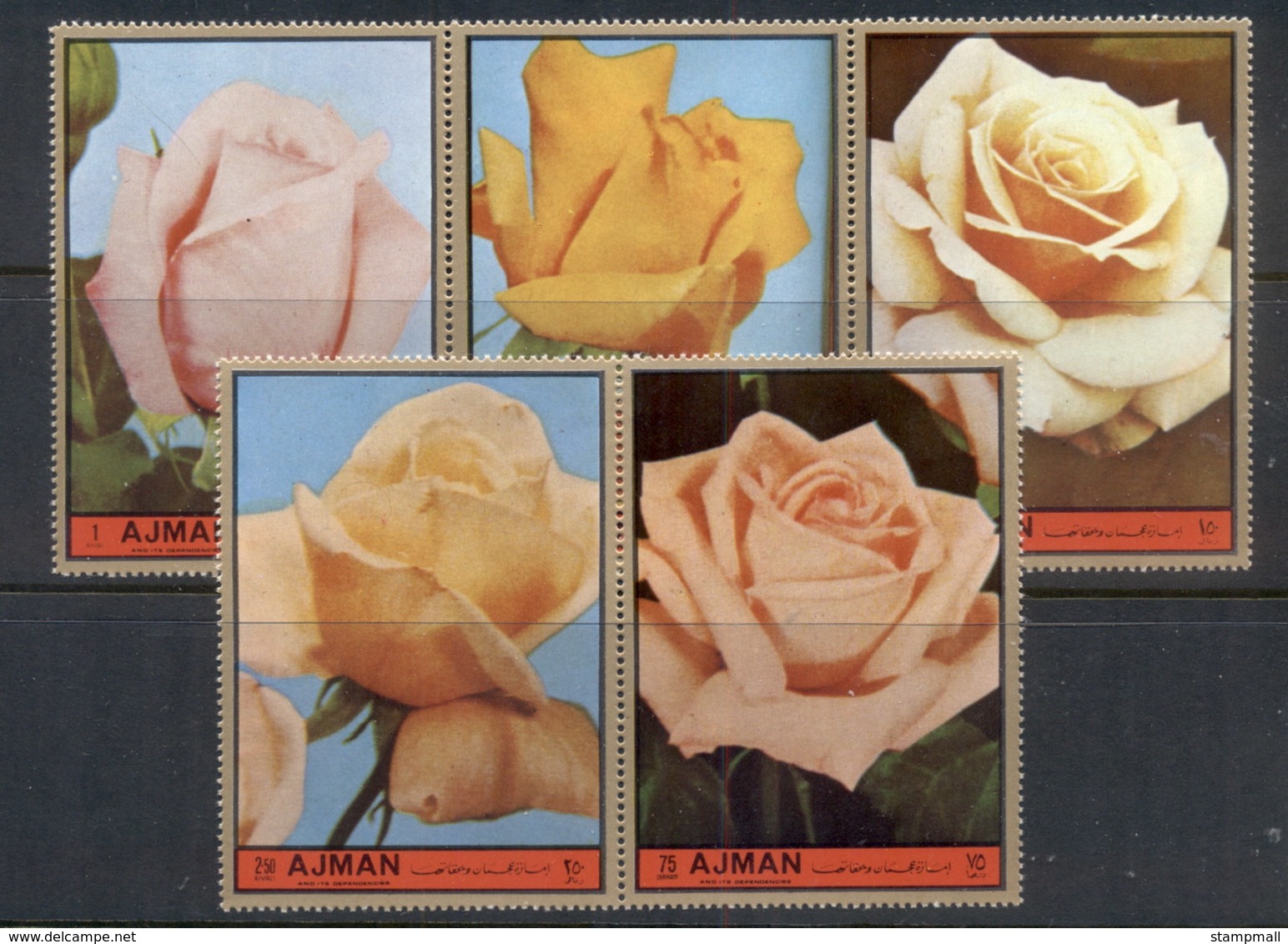 Ajman 1972 Mi#2094-2098 Tender Roses MLH - Ajman