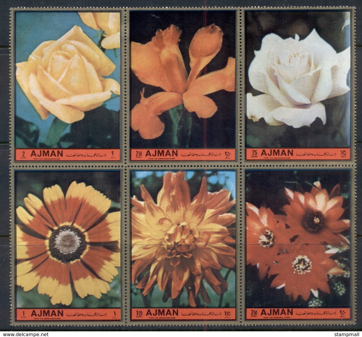 Ajman 1972 Mi#2138-2143 European Flowers MUH - Ajman