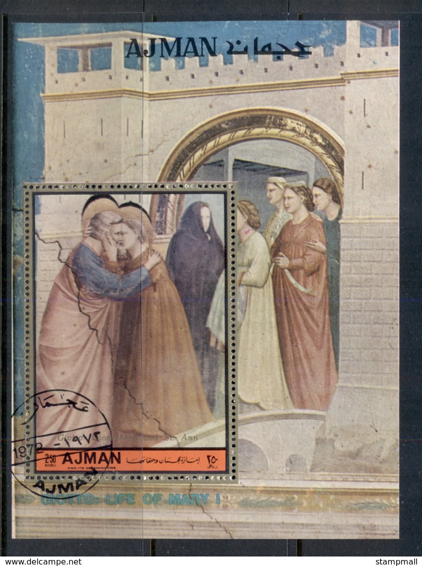 Ajman 1972 Mi#MS479A Scenes From The Life Of Joachim By Giotto MS CTO - Ajman