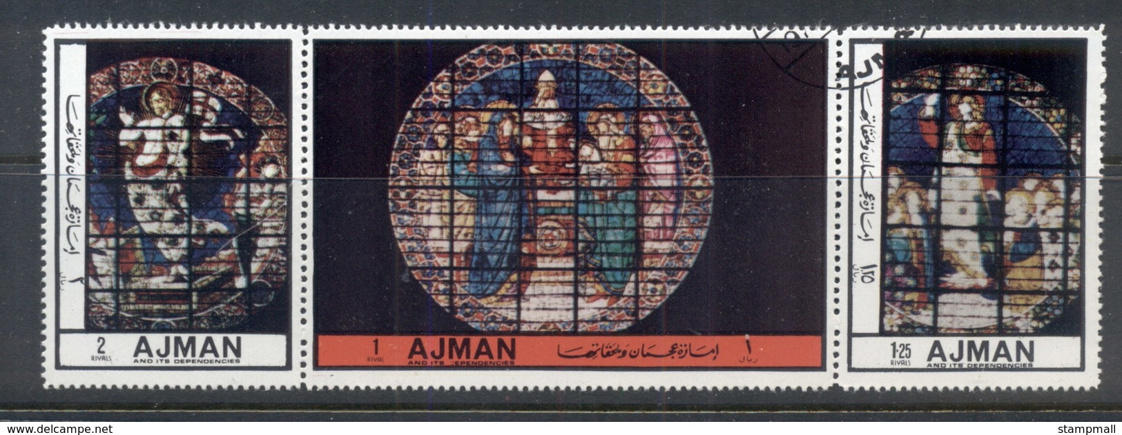 Ajman 1972 Mi#2451-2453 Church Windows CTO - Ajman