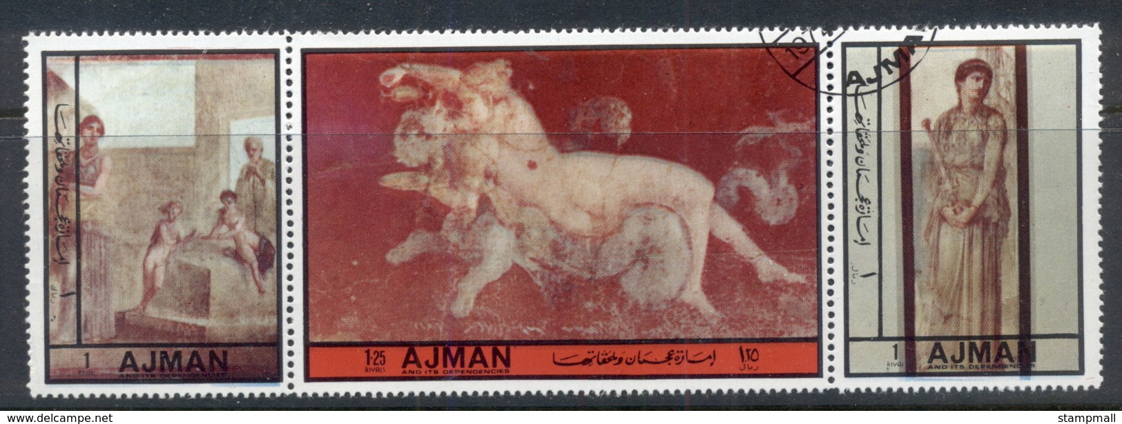 Ajman 1972 Mi#2472-2474 Young Women In Pompeian Art CTO - Ajman