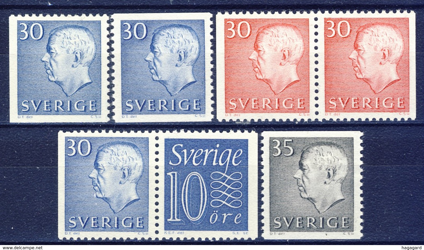 +B1492. Sweden 1961-71.  7 Items. MH(*) - Neufs