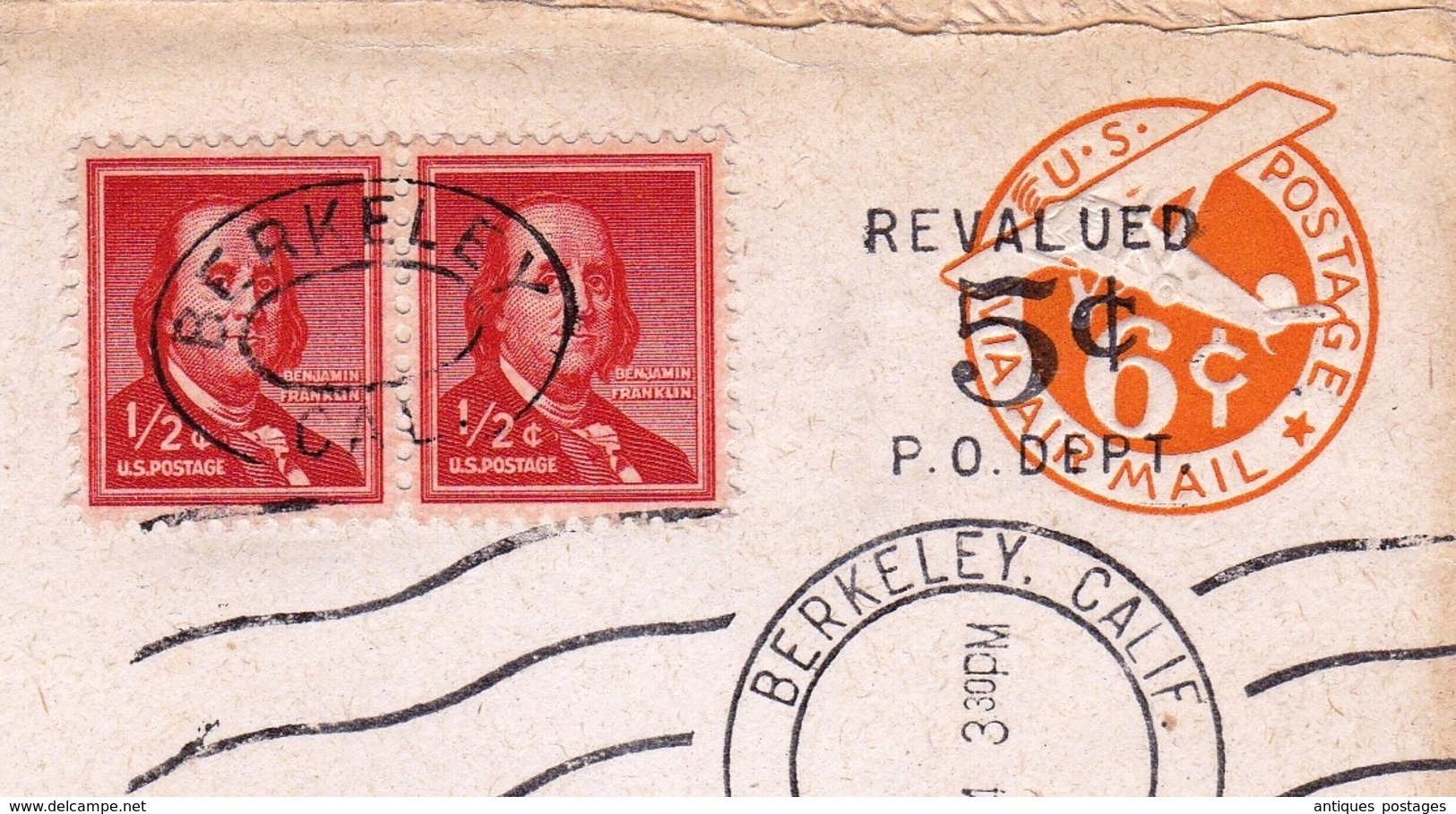 Lettre Berkeley California USA 1956 Grande Prairie Canada Parker Haydon Company US Postage Air Mail Revalued 5 Cents - Altri & Non Classificati