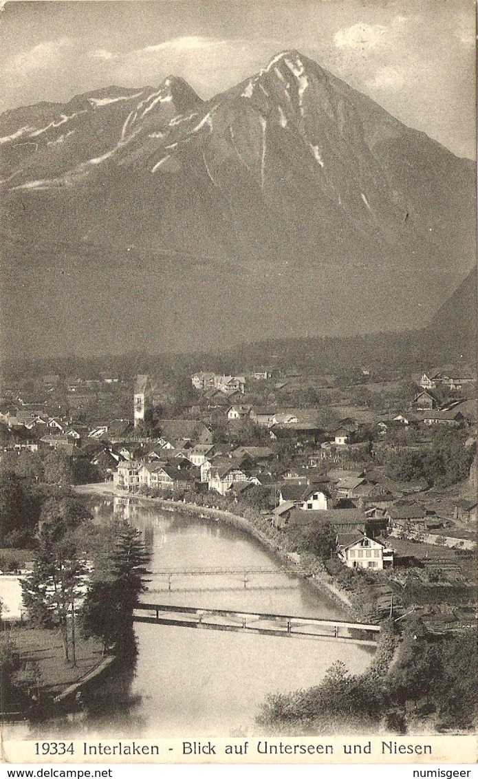 INTERLAKEN  -  Blick Auf Unterseen Und Niesen ( 2 SCANS ) - Unterseen