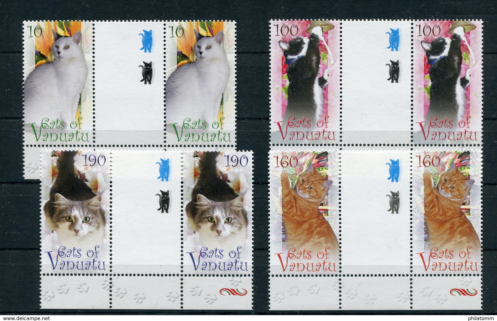 Vanuatu - Mi.Nr. 1420 / 1423 Zwischensteg / Gutter-Pair - "Katzen" ** / MNH (aus Dem Jahr 2010) - Vanuatu (1980-...)