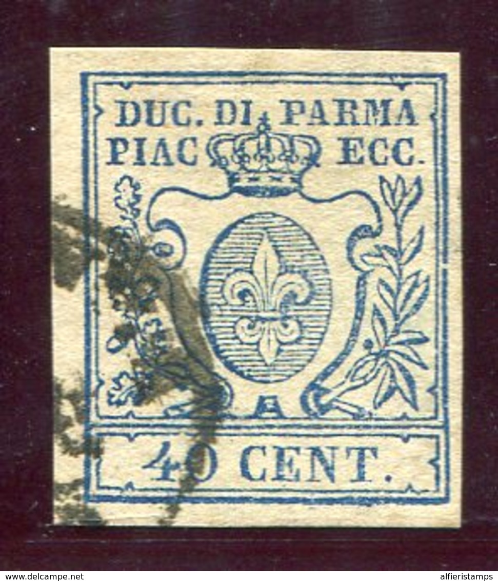 1857-PARMA- 40 C.AZZURRO- USATO -LUXE ! - Parme
