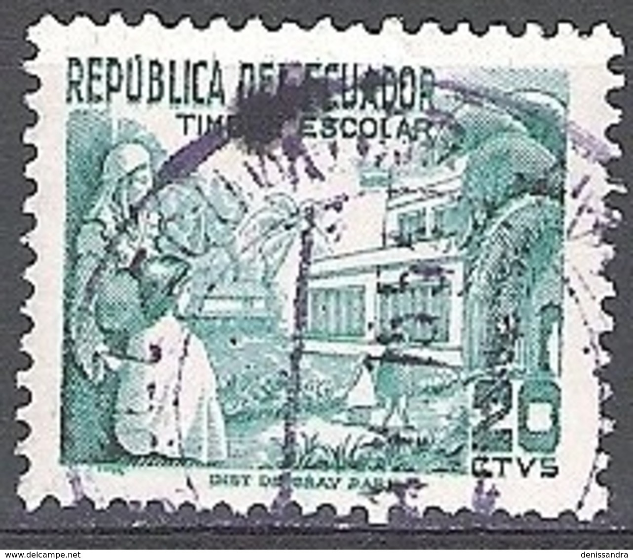 Ecuador 1952 Michel Bienfaisance 69 O Cote (2005) 0.30 Euro Ecole Dans Le Jardin Avec Professeur Cachet Rond - Ecuador