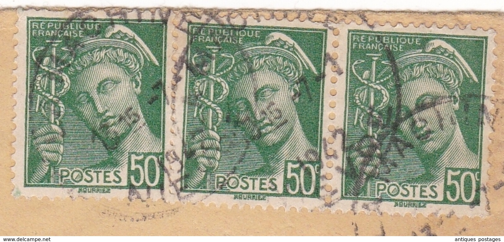 Lettre La Machine 1942 Nièvre Bande De 3 Timbres Mercure - 1938-42 Mercure