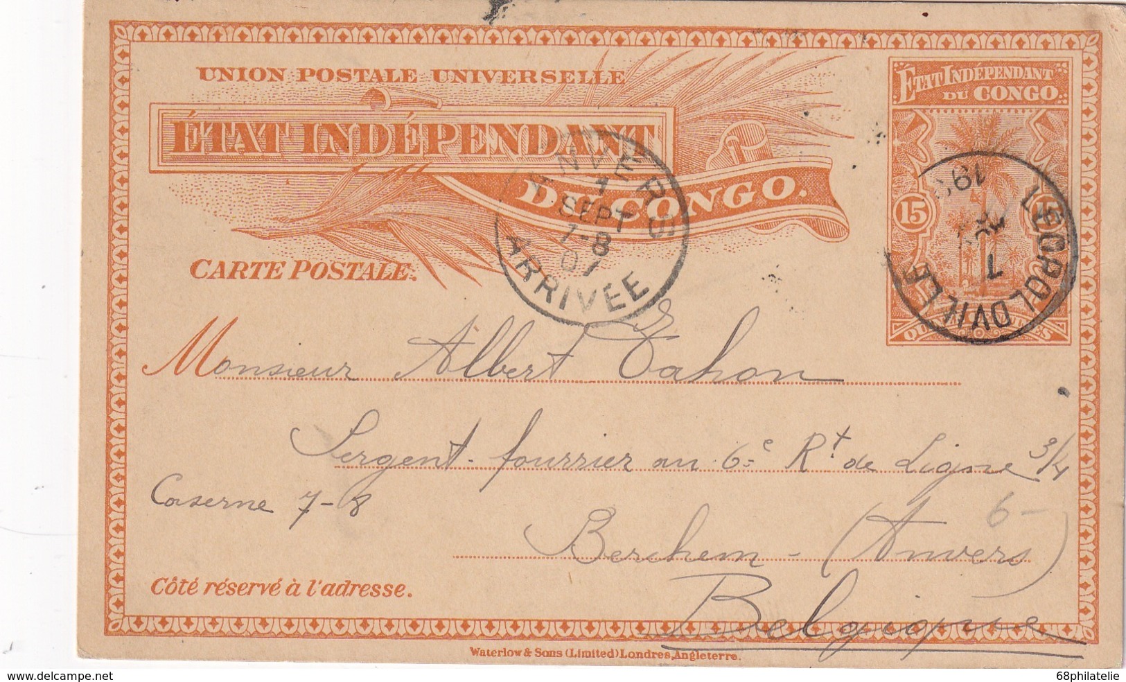 CONGO BELGE 1907  ENTIER POSTAL CARTE DE LEOPOLDVILLE - Interi Postali