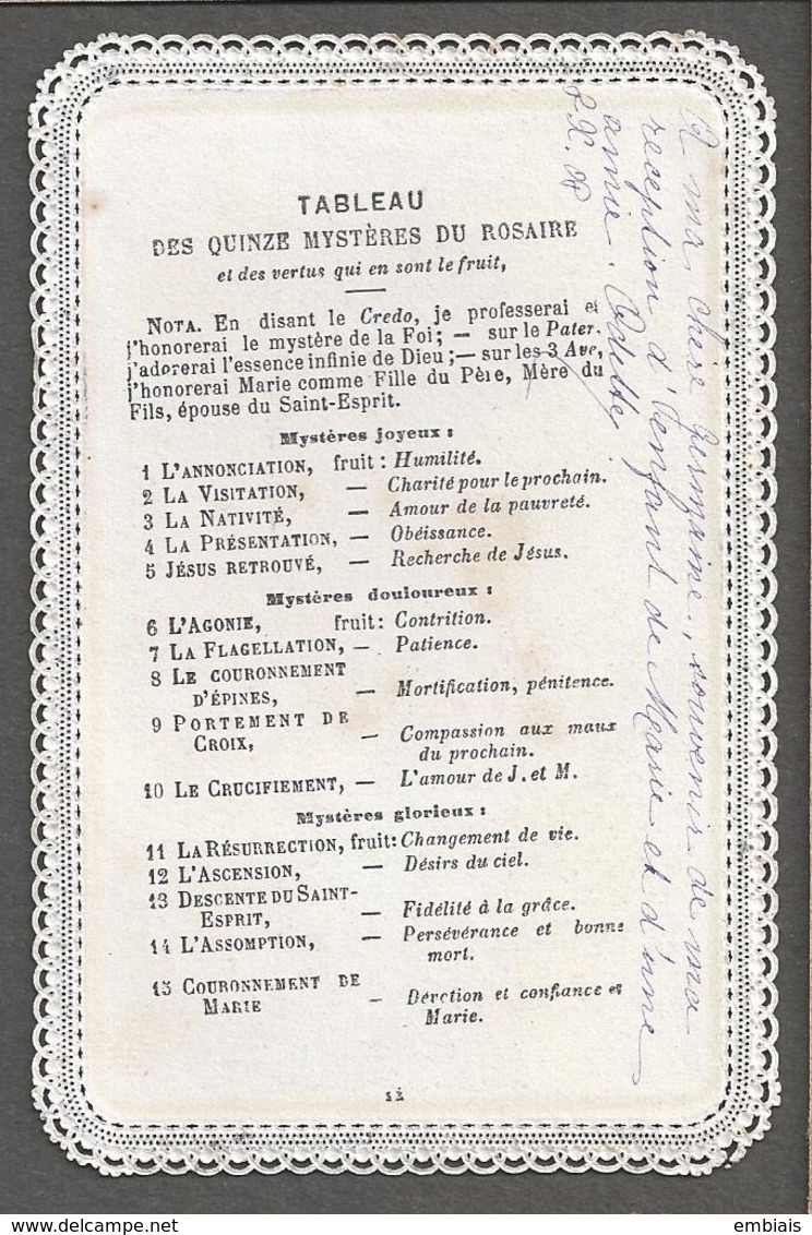 Image Pieuse, CANIVET XIXème - N.D DU SAINT ROSAIRE. Planche N°12 Ch.Letaille,Paris - Santini