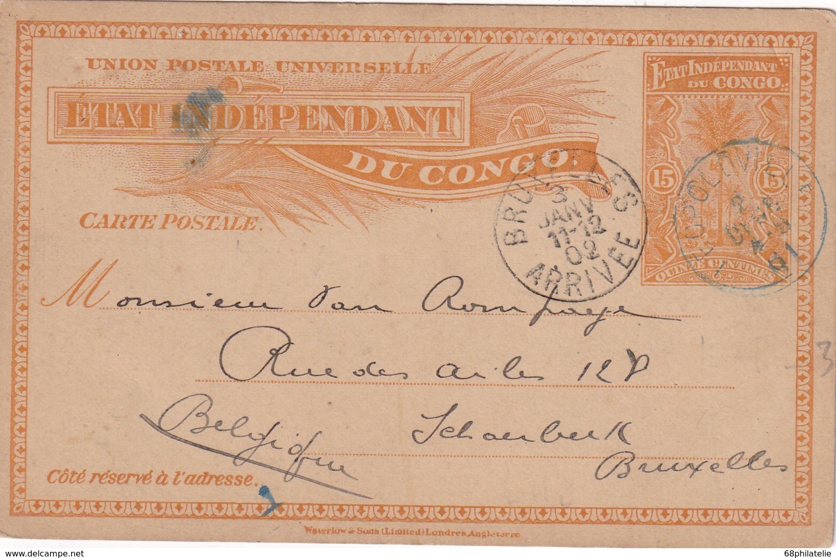 CONGO BELGE 1901  ENTIER POSTAL CARTE DE LEOPOLDVILLE - Entiers Postaux