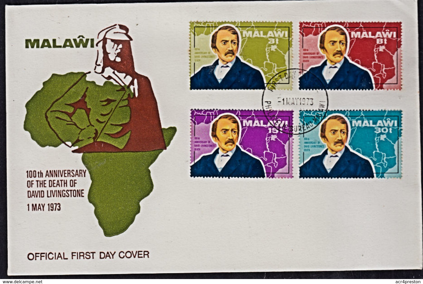 Cc0019 MALAWI 1973,  SG 435-8 Death Centenary Of David Livingstone,  FDC - Malawi (1964-...)