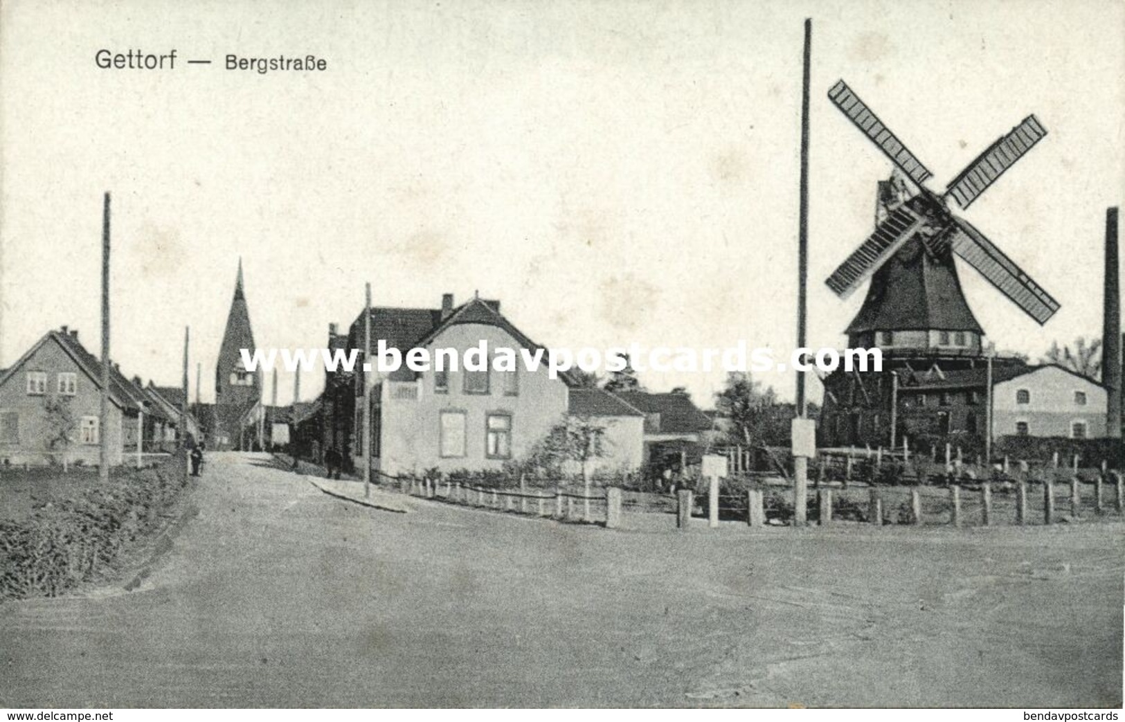 GETTORF, Bergstrasse Mit Mühle, Wind Mill (1910s) AK - Gettorf