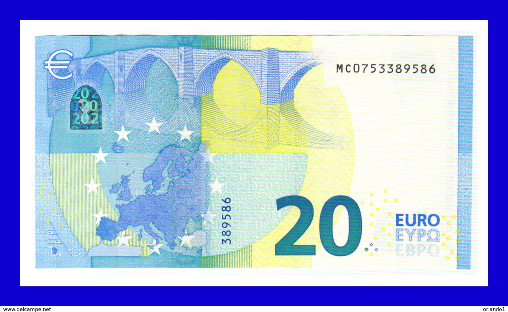 20 EURO "MC" DE PORTUGAL FIRMA DRAGHI  M003 A1 UNC,SEE SCAN!!!! - 20 Euro