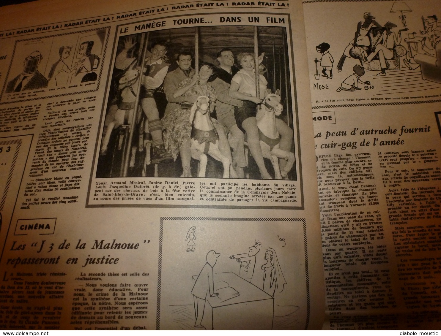 1952 RADAR:Paris-Marseille en 3H;La chenille déraille à Bordeaux;Donzere-Mondragon;Catastrophe Sibylle;Lait de tigre;etc